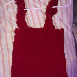 Hollister ruffled crop top red